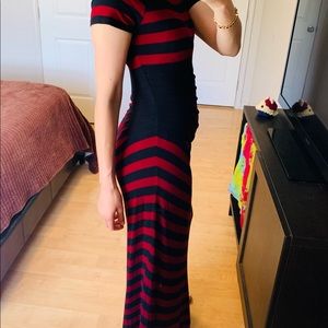 Long corset striped full length dress